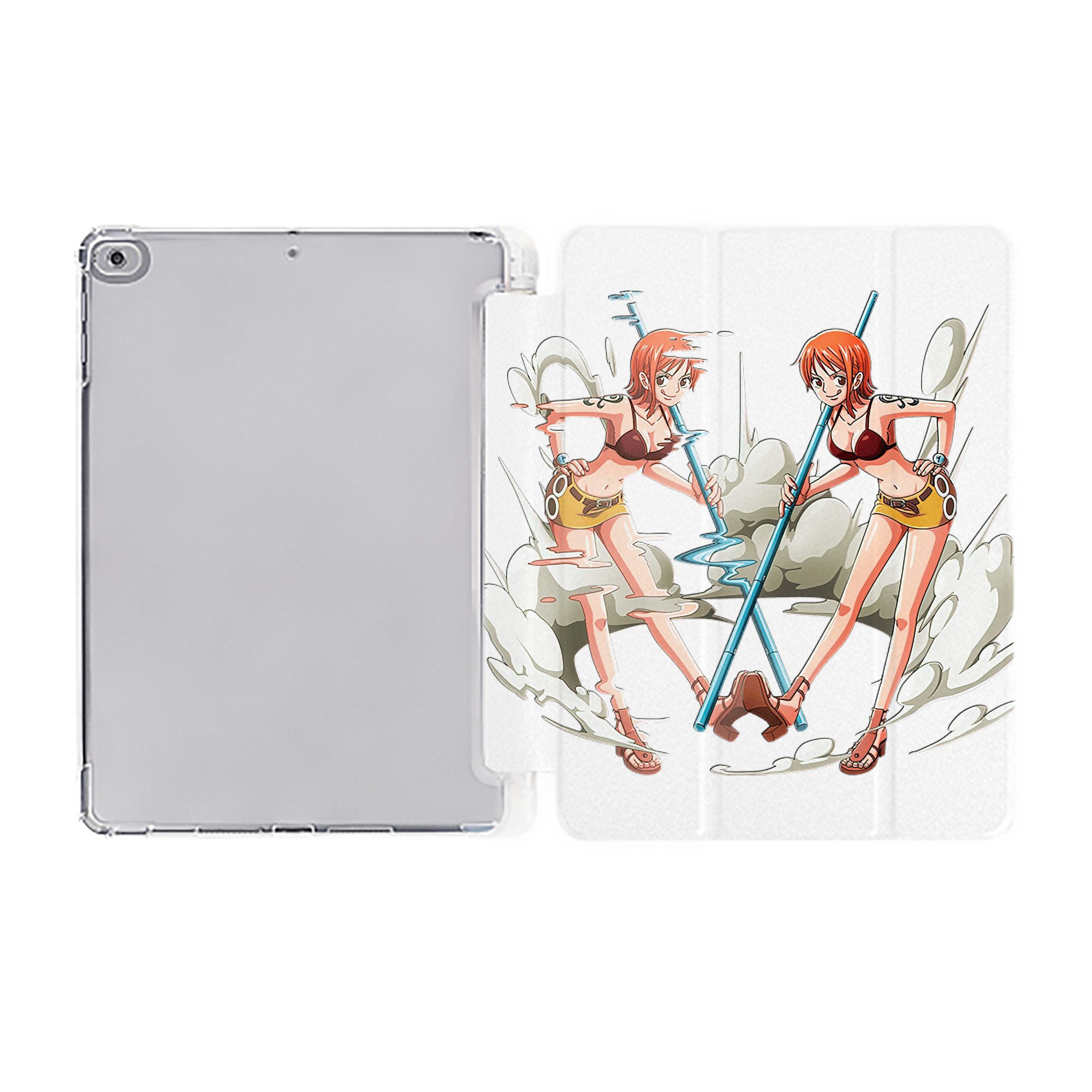 （画像用） ワンピース ナミ ONE PIECE Nami IPad ケース ペン収納付き 三つ折りスタンド PUレザー×シリコン 対応機種9.5/10.5/10.9インチ